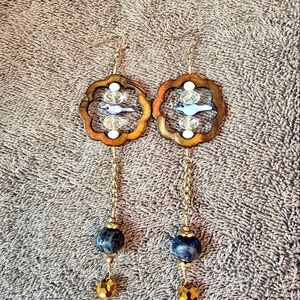 Blue bird dangle earrings